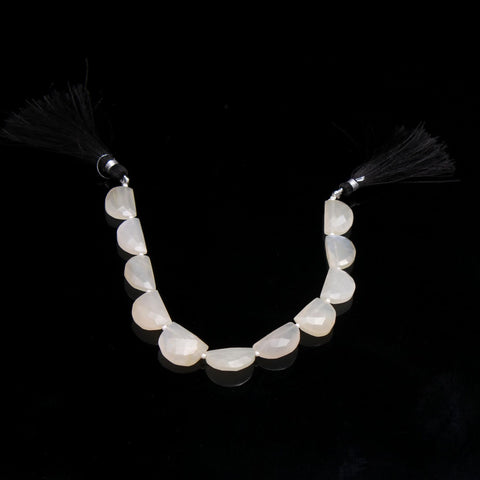 White Moonstone White D Shape Faceted Natural Beads