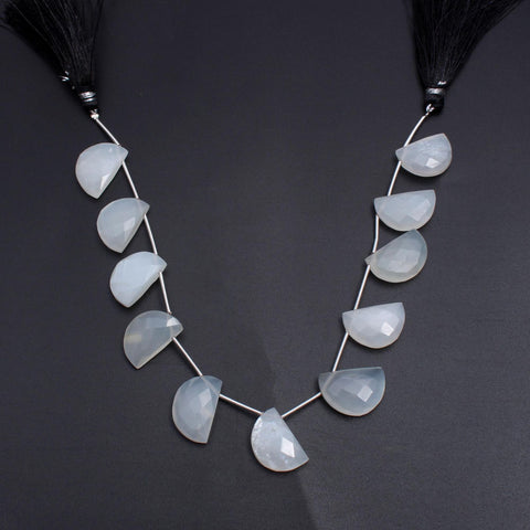 White Moonstone White D Shape Faceted Natural Beads