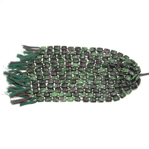 Ruby Ziosite Green Rectangle Faceted Natural Beads 8Inches Strands