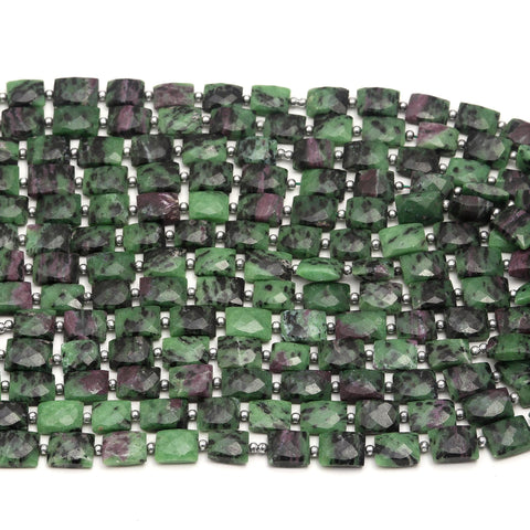 Ruby Ziosite Green Rectangle Faceted Natural Beads 8Inches Strands