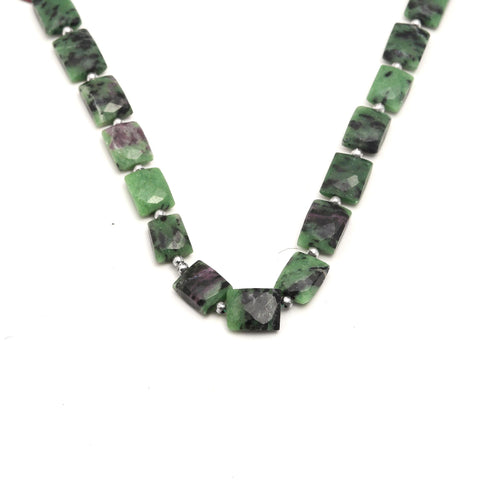 Ruby Ziosite Green Rectangle Faceted Natural Beads 8Inches Strands