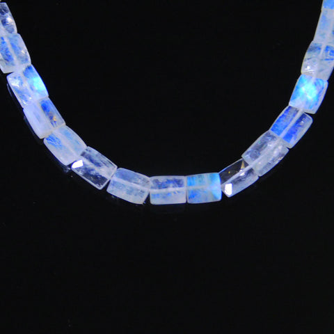 Rainbow Moonstone White Rectangle Faceted Natural Beads 8 inches Strands