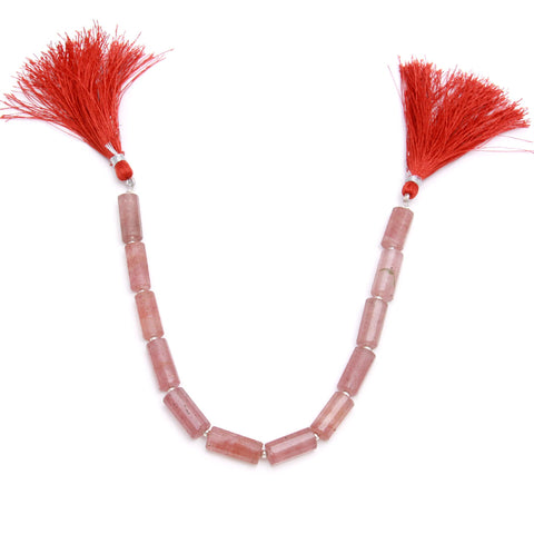 Strawberry Quartz Pink Tube Faceted Natural Beads 8 inches Strands