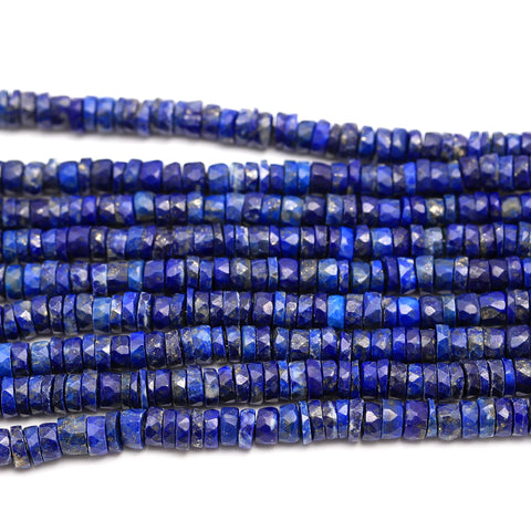 Lapis Lazuli Blue Tire Faceted Natural Beads 8 Inches Strands