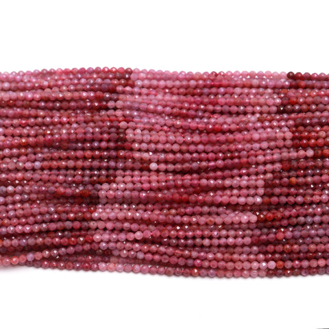 Ruby Shaded Pink Round Faceted Natural Beads 12.5 inches strands