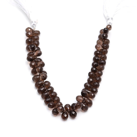 Smoky Quartz Brown Drop Faceted Natural Beads 8 inches strands