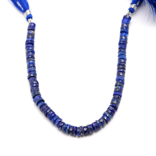 Lapis Lazuli Blue Tire Faceted Natural Beads 8 Inches Strands