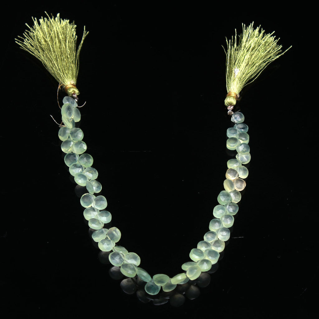 Prehnite Green Pear Faceted Natural Beads 8 Inches Strands