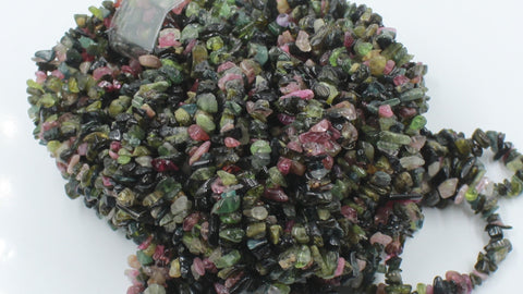 Watermelon Tourmaline Chips Smooth Natural Beads 34 Inches Strands