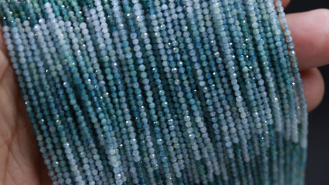 Grandidierite Blue Round Faceted Natural Beads 12.5 inches strands