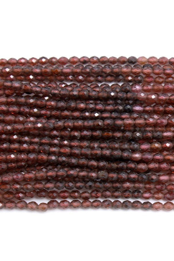 Garnet Shaded Red Round Faceted Natural Beads