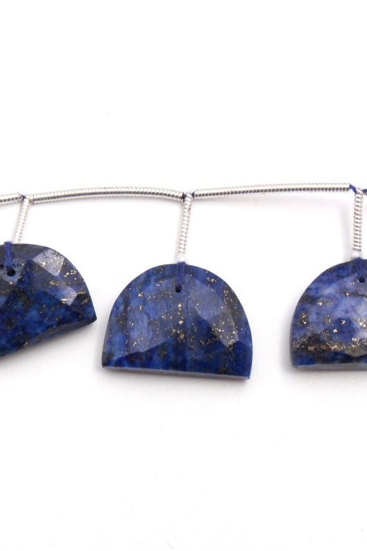 Lapis Lazuli Blue D Shape Faceted Natural Beads