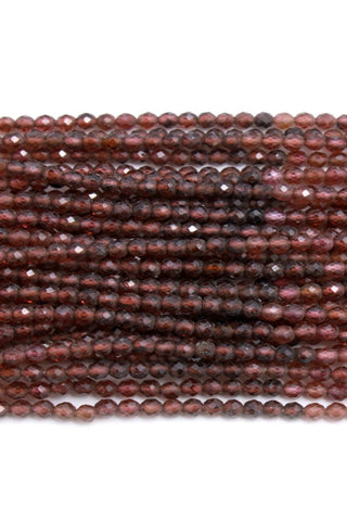 Garnet Shaded Red Round Faceted Natural Beads