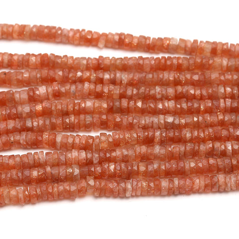 Sunstone Brown Tire Faceted Natural Beads 8 Inches Strands