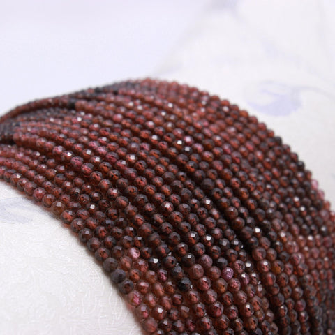 Garnet Shaded Red Round Faceted Natural Beads