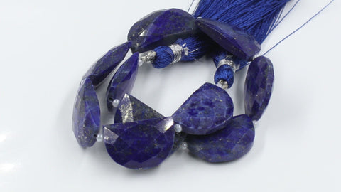 Lapis Lazuli Blue D Shape Faceted Natural Beads