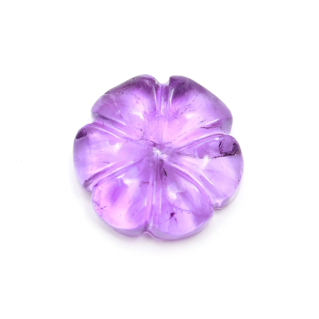 Amethyst Purple Petal Flower Carving Natural 14 MM Stone