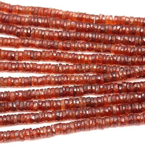 Hessonite Garnet Brown Tire Faceted Natural Beads 8 Inches Strands