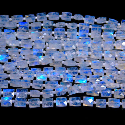 Rainbow Moonstone Rectangle Smooth Natural Beads 8 inches strands