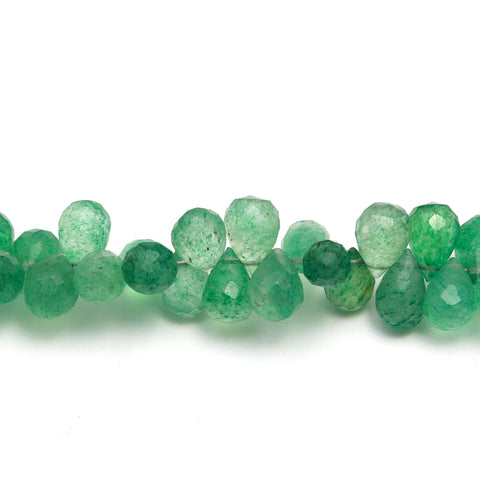 Green Strawberry Quartz Green Drop Faceted Natural Beads 8 Inches Strands