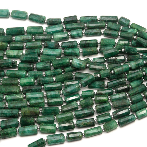 Emerald Green Tube Faceted Natural Beads 16 Inches Strands