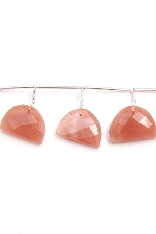 Peach Moonstone Peach D Shape Faceted Natural Beads