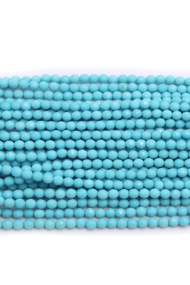 Turquoise Blue Round Faceted Natural Beads