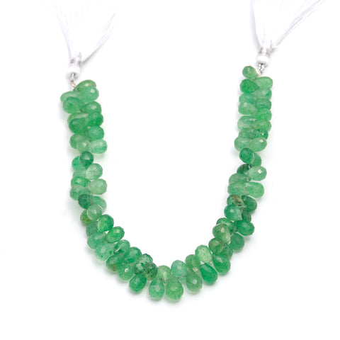 Green Strawberry Quartz Green Drop Faceted Natural Beads 8 Inches Strands