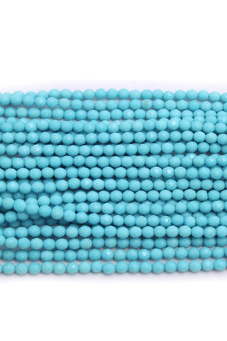 Turquoise Blue Round Faceted Natural Beads