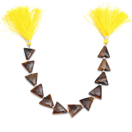 Tiger Eye Brown Triangle Faceted Natural Beads 8 Inches Strands