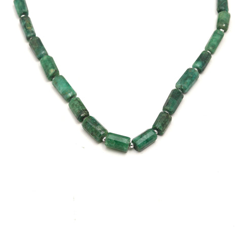 Emerald Green Tube Faceted Natural Beads 16 Inches Strands