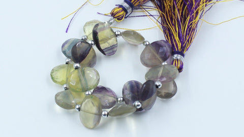 Fluorite Multi color Oval Faceted Natural Beads 8 inches Strands