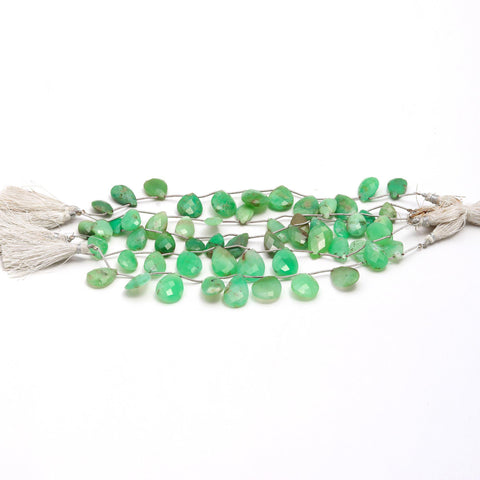 Chrysophrase Green Pear Faceted Natural Beads 8 Inches Strands