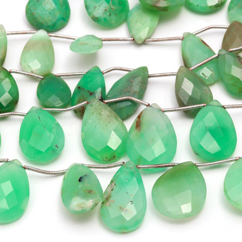 Chrysophrase Green Pear Faceted Natural Beads 8 Inches Strands