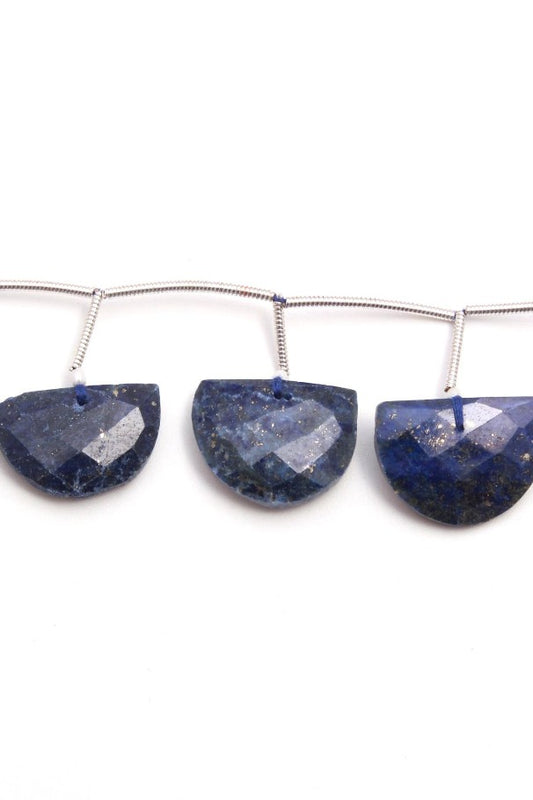 Lapis Lazuli Blue D Shape Faceted Natural Beads