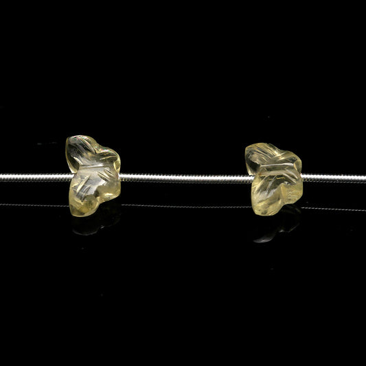 Lemon Quartz Yellow Butterfly Carving Natural Beads Centre Drilled 6 Pieces