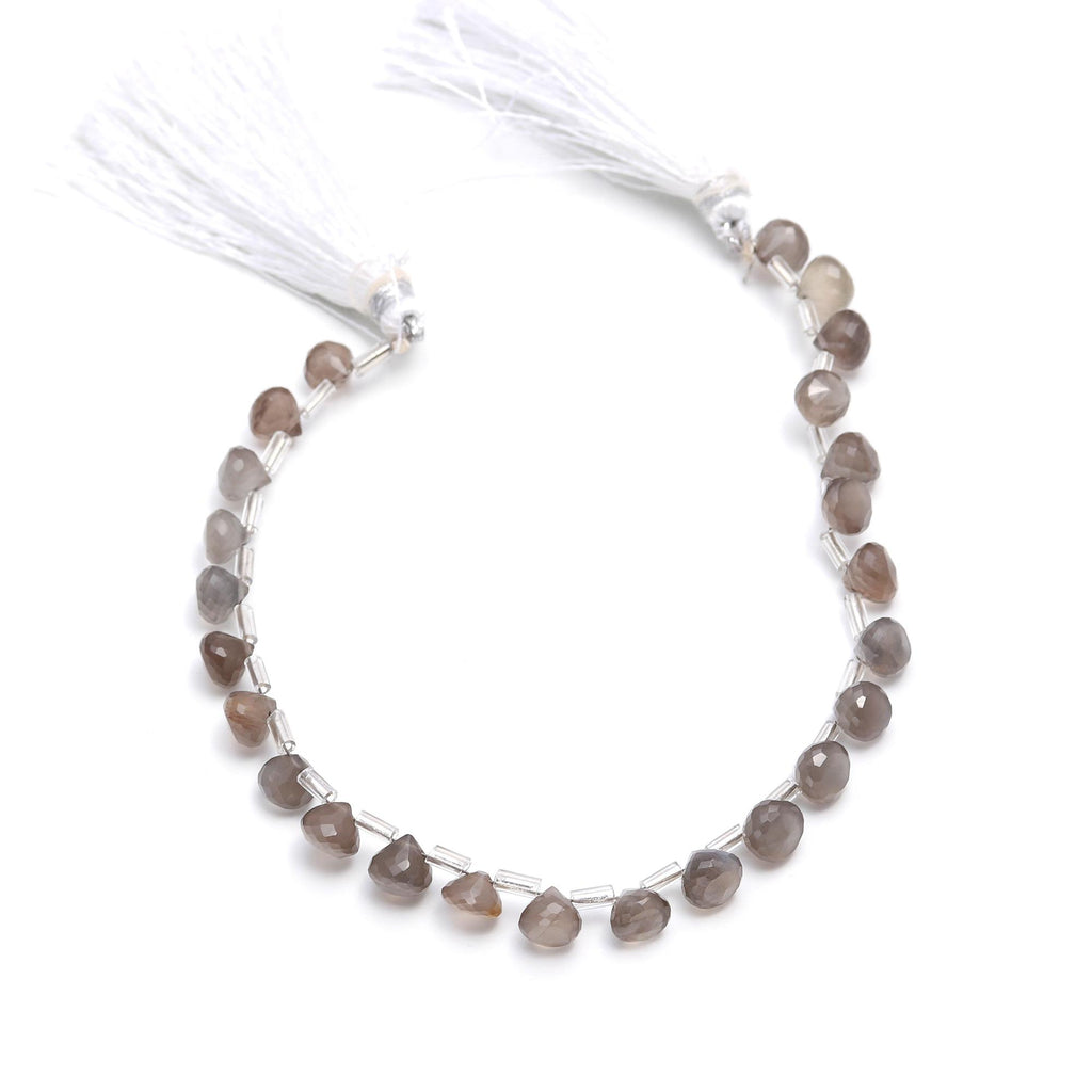 Grey Moonstone Onion Faceted Natural Beads 8 Inches Strands