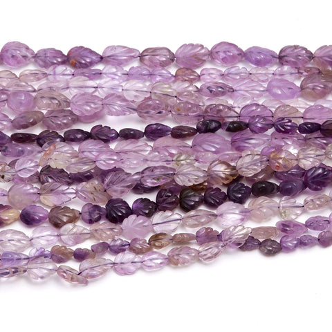 Ametrine Purple Leaf Carving Natural Beads 15 Inches Strands