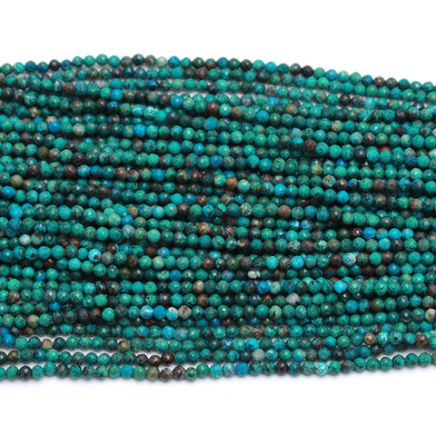 Turquoise Green Round Faceted Natural Beads 12.5 Inches Strands