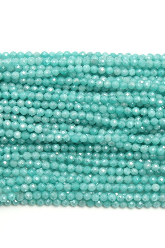 Amazonite Blue Round Faceted Natural Beads