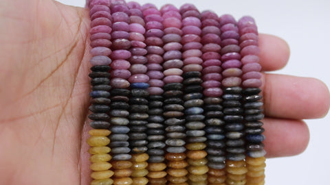 Multi Sapphire Multi Color Tire Faceted Natural Beads 12.5 Inches Strands