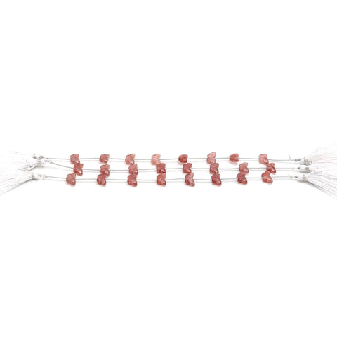 Pink Strawberry Quartz Pink Butterfly Carving Natural Beads Centre Drilled 6 Piece