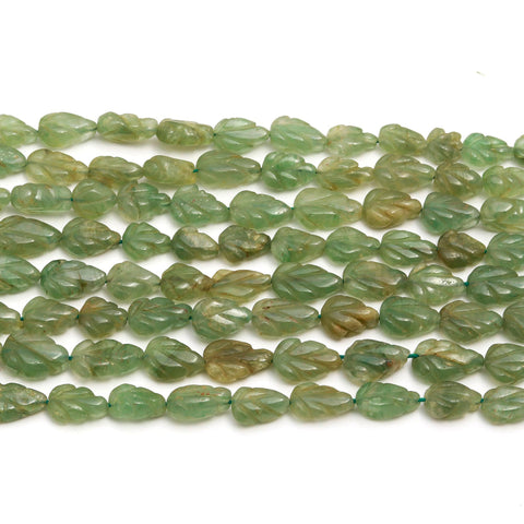 Peridot Green Leaf Carving Natural Beads 15 Inches Strands