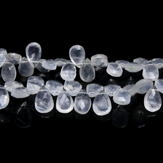 Ice Quartz White Pear Faceted Natural Beads 8 Inches Strands