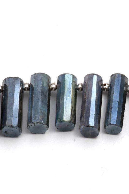 Mystic Coated Labradorite Tube Faceted Natural Beads