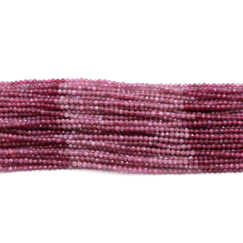 Pink Tourmaline Shaded Pink Round Faceted Natural Beads 12.5 inches strands