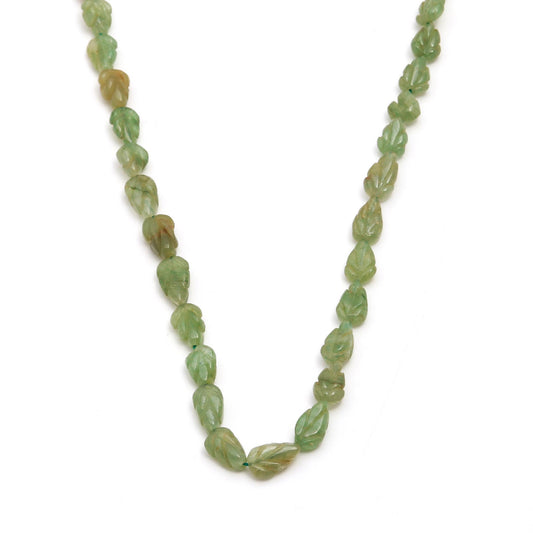 Peridot Green Leaf Carving Natural Beads 15 Inches Strands