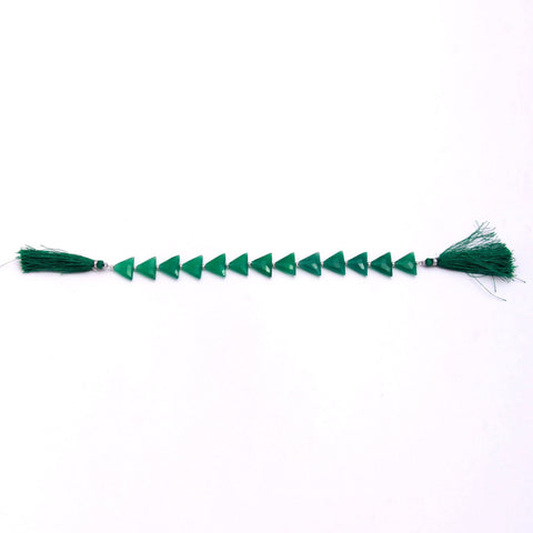 Green Onyx Triangle Faceted Natural Beads