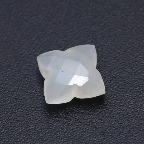 White Moonstone Point Clover Faceted Natural 11 MM Stone