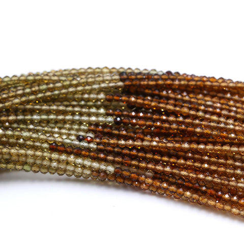 Petro Tourmaline Shaded Brown Round Faceted Natural Beads 16 Inches Strands